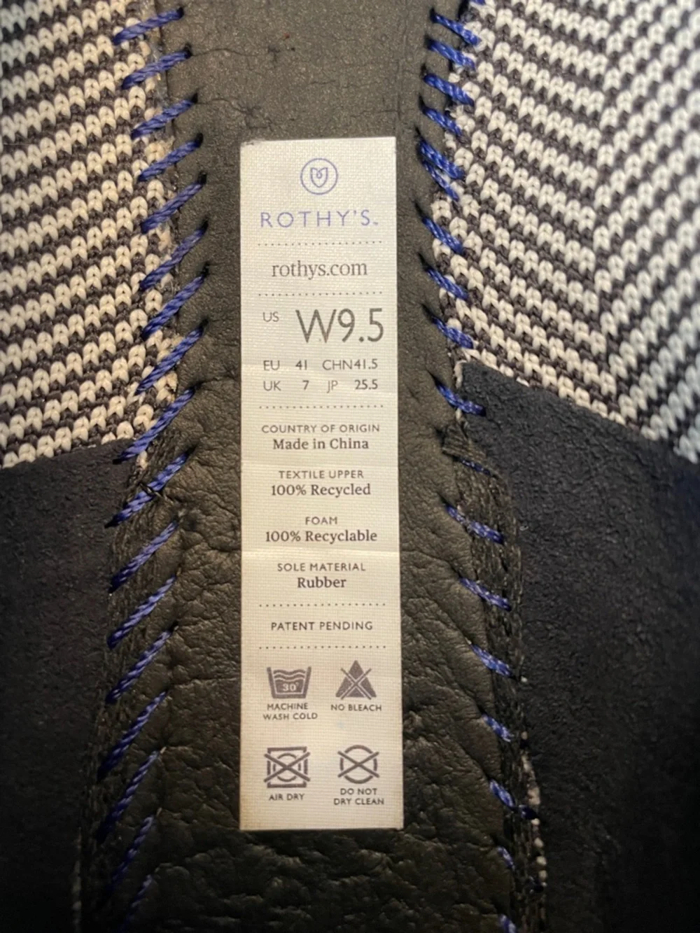 Rothys The Point Cloud Gray Birdseye Knit 🖤🤍 Women's Size 9.5 - Picture 3 of 5